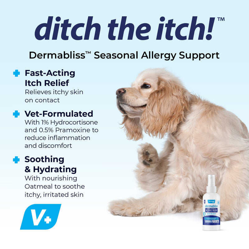 Dermabliss Allergy Chews 120ct and Dermabliss Anti-Itch & Allergy Relief Spray (4oz) Bundle Complete Skin Allergy Relief for Dogs with Dog Allergy Supplements, Hydrocortisone Spray for Dogs - PawsPlanet Australia