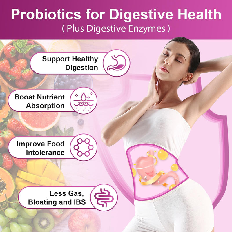 [Australia] - NATURE TARGET Probiotics for Women, 100 Billion CFUs Probiotic with Digestive Enzymes & Prebiotics, Vaginal Probiotics with Cranberry for Urinary Tract Health, pH Balance, 90 Veggie Capsules 