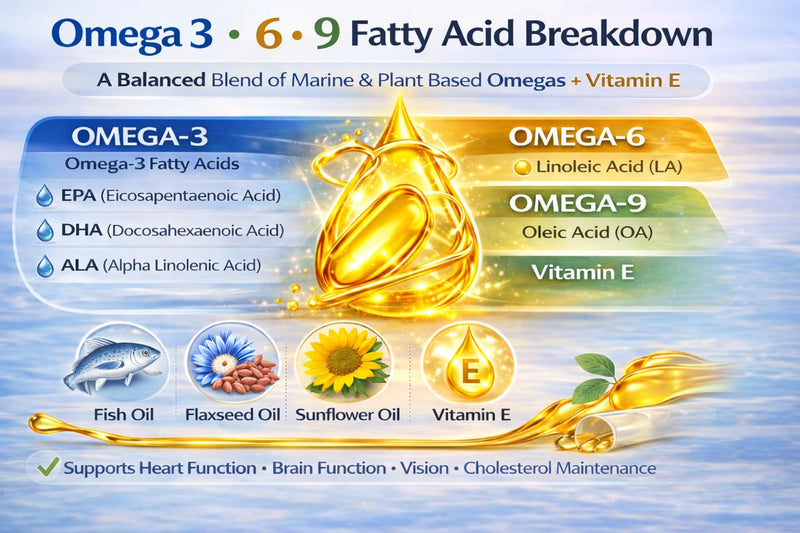 AnMar® Vital OmegaFusion 3-6-9 – Omega 3, 6 & 9 Essential Fatty Acid Complex with Fish Oil, Flaxseed Oil & Vitamin E – Heart, Brain & Vision Support – 1000mg Softgel Capsules – 60 Capsules