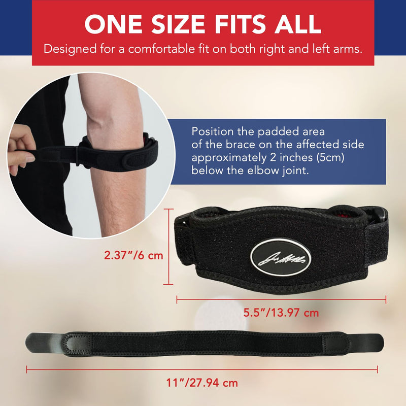 Doctor Developed Golfers Elbow Brace, Elbow Brace for Tendonitis and Tennis Elbow Relief, Tennis Elbow Support with Doctor Handbook (Pair, Black)