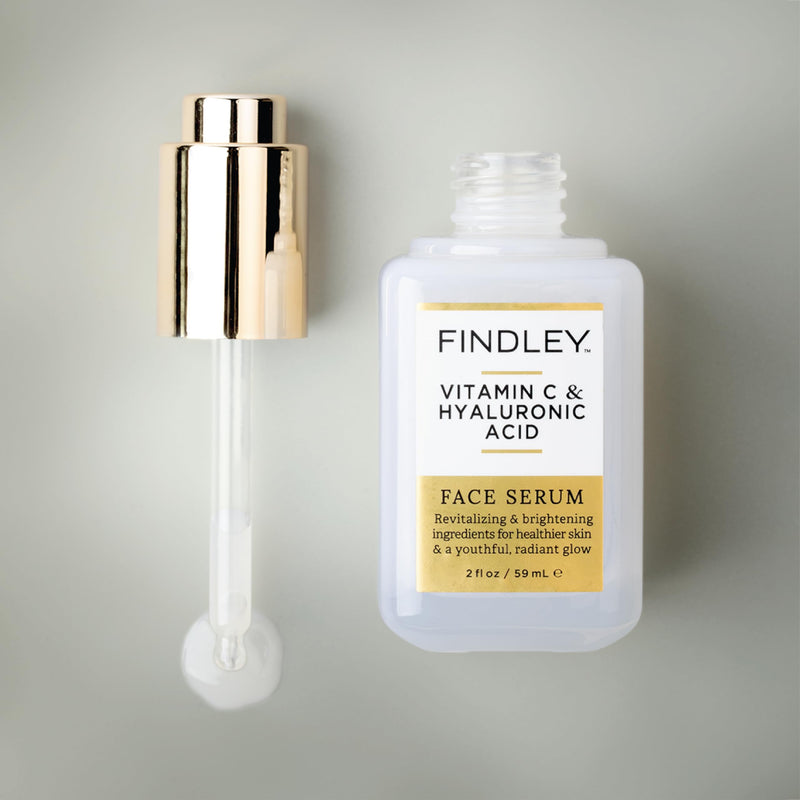 Findley Vitamin C & Hyaluronic Acid Face Serum | Revitalizing & Brightening | Healthier Skin & a Youthful, Radiant Glow (2 Fl Oz)