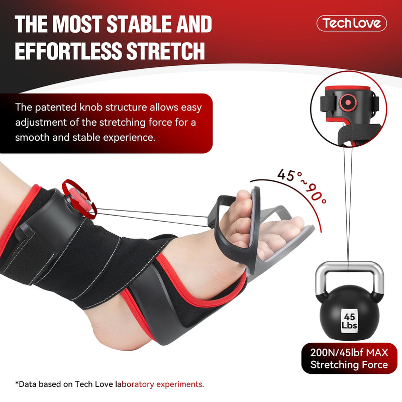 [Australia] - Tech Love Patented Plantar Fasciitis Night Splint with Ice Pack - Stepless Adjustment, Plantar Fasciitis Relief Splint with Adjustable Size for Achilles Tendonitis| Left foot LEFT FOOT 