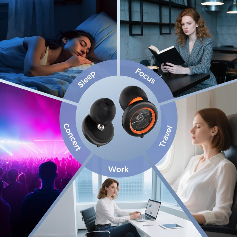 [Australia] - Senvok Ear Plugs for Sleeping Noise Cancelling with 50dB NRR - 3 Adjustable Noise Reduction Levels - Soft Reusable Silicone Hearing Protection Earplugs for Sleep, Work, Travel (Black) Black 