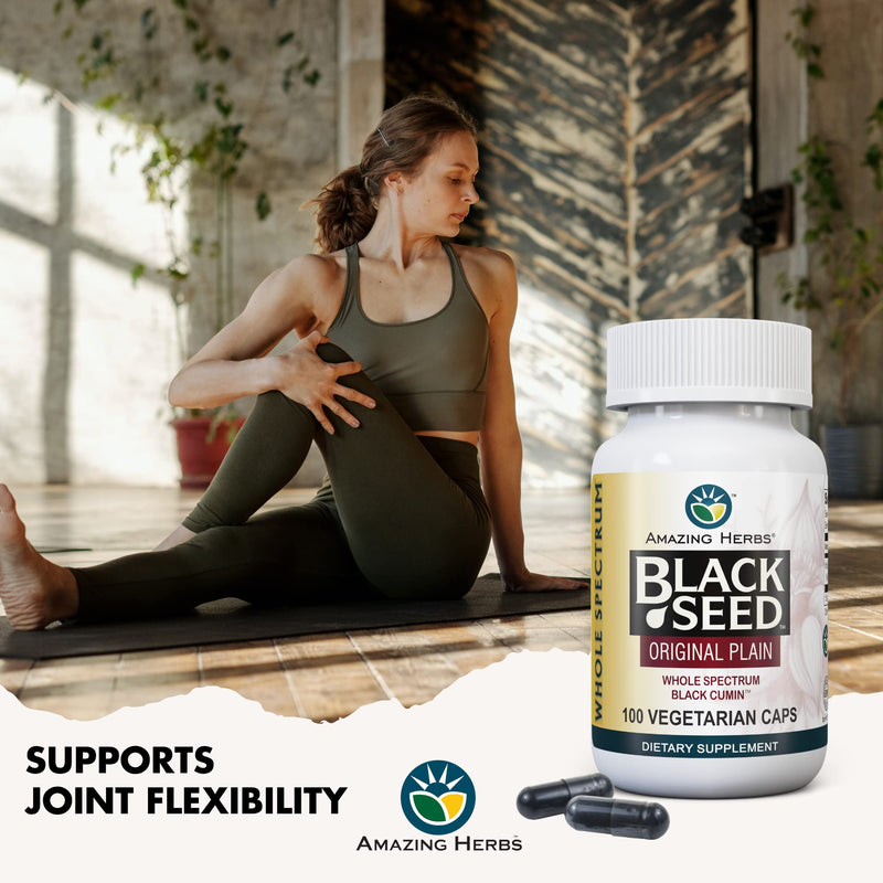 [Australia] - Amazing Herbs Whole Spectrum Black Seed Original Plain, Vegetarian Capsules - Gluten Free, Non GMO, Cold Pressed Nigella Sativa Aids in Digestive Health - 100 Count, 475mg 100 Count (Pack of 1) 