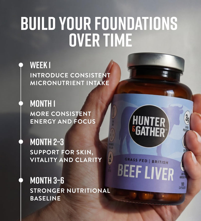 Hunter & Gather Beef Liver Capsules 180 | 100% British Grass-Fed | Freeze-Dried Whole Food Supplement | No Fillers, Binders or Synthetic Vitamins | Nose-to-Tail Nutrition | 30 Servings