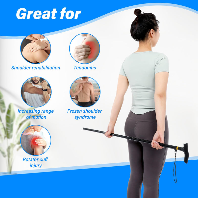 [Australia] - Foldable Shoulder Wand for Physical Therapy & Rotator Cuff Rehab - Lightweight, Portable & Long Enough - Exercise Equipment & Stretching Tool 