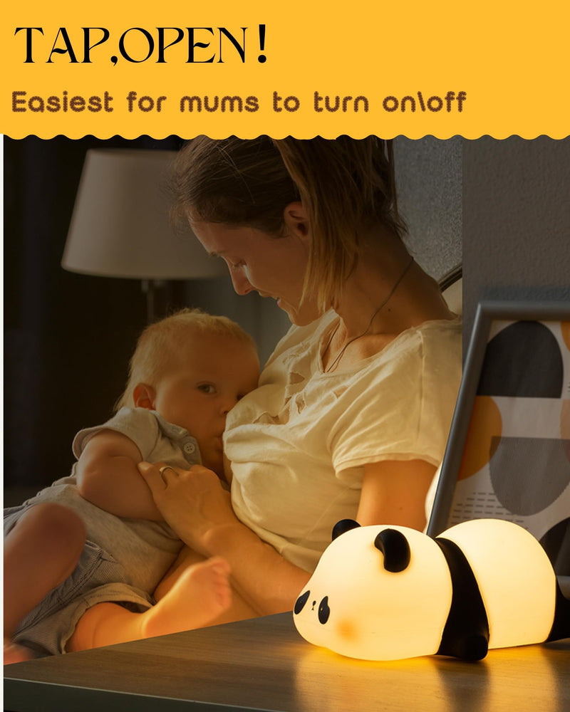 [Australia] - LED Cute Panda Night Light 3 Level Dimmable Nursery Night Light Squishy Silicone Night Light Rechargeable Bedside Touch Lamp for Room Decor, Cute Gifts Stuff for Boys Girls Baby Children 