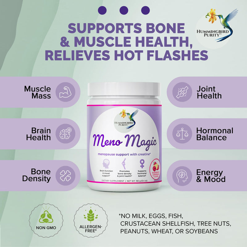 Meno Magic Menopause Support Drink Mix | 8-in-1 Hormone Balance for Hot Flashes, Night Sweats, Mood | Creatine + Herbal & Vitamin Blend | Energy, Metabolism, Muscle Support | 30 Servings