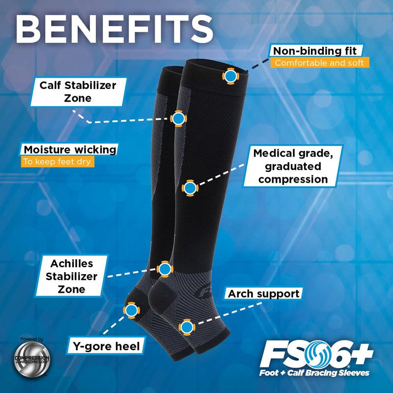 [Australia] - OrthoSleeve FS6+ Compression Foot & Leg Sleeve (1 Pair) for Plantar Fasciitis, Heel Pain, Achilles Tendonitis, Shin Splints, Venous Insufficiency and Leg Cramps Medium White 