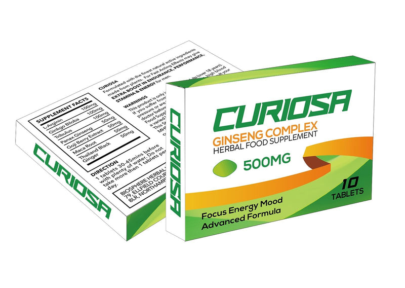 Ultra Strong CURIOSA Green Power 500mg | Stronger | Longer | Harder | Performance | Extra Strength Enhancing Pills, Stamina Endurance Booster Supplement Pills for Men | 10 Ginseng Herbal Tablets