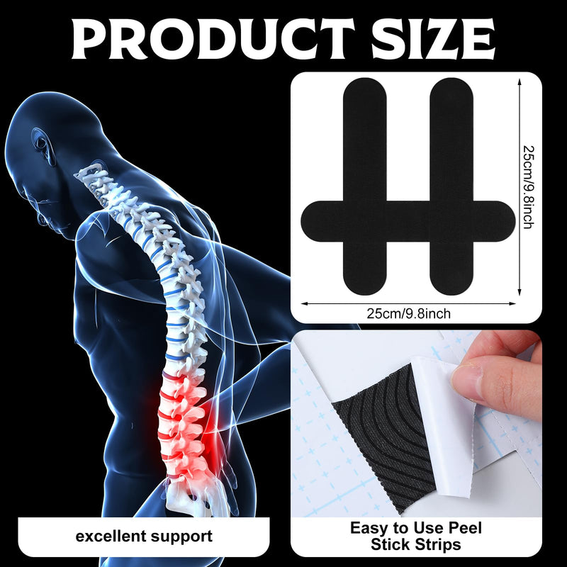 Geiserailie 30 Pcs Kinesiology Tape for Lower Back Pre-Cut Back Support Original Cotton Waterproof Breathable, Enhance Elastic Kinesiology Athletic Tape for Support Stability Sports
