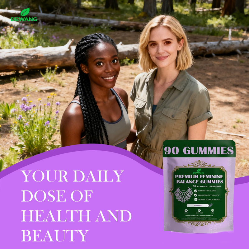 DEWANG Premium Feminine Balance Gummies for Women’s - Immune Support& PH Balance - Vegan, Gluten-Free - Grapes Flavor, 90 Count 45 Servings (2, Grape) 2