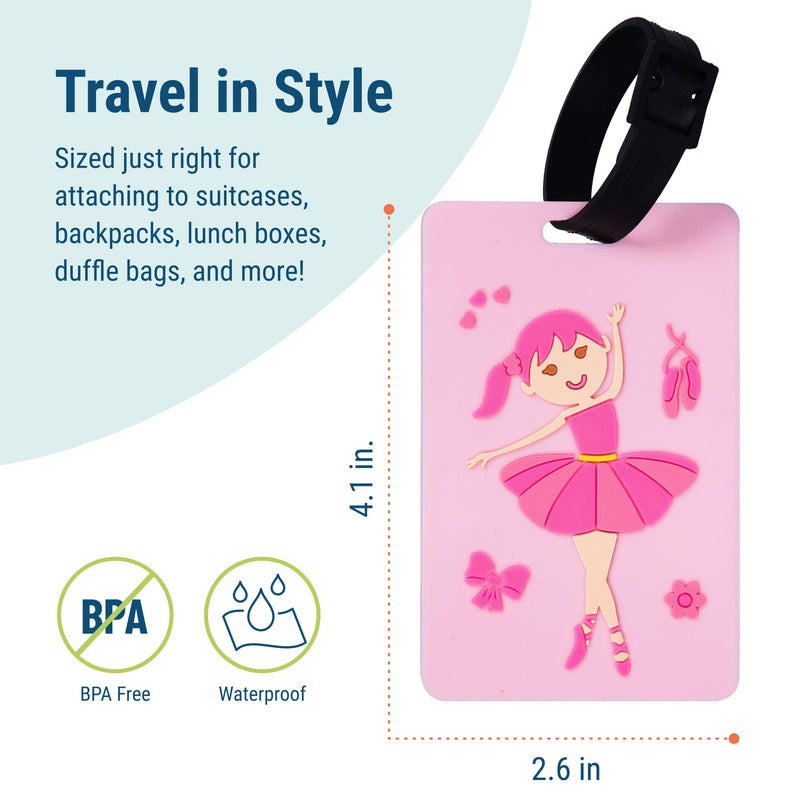 Wildkin Kids Rolling Luggage Bundle with 2 Matching Bag Tags (Ballerina)