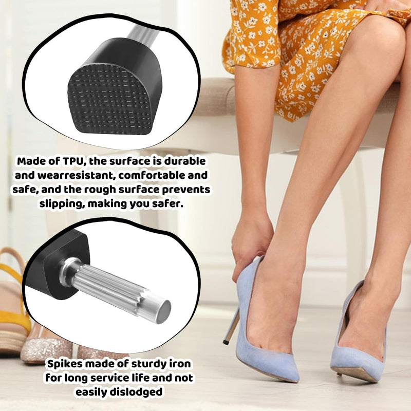 [Australia] - 5 pairs of heel protectors for high heels - U-shaped replacement tips for dance shoes, non-slip and wear-resistant - black with metal pins - heel protectors for pumps and high heels 