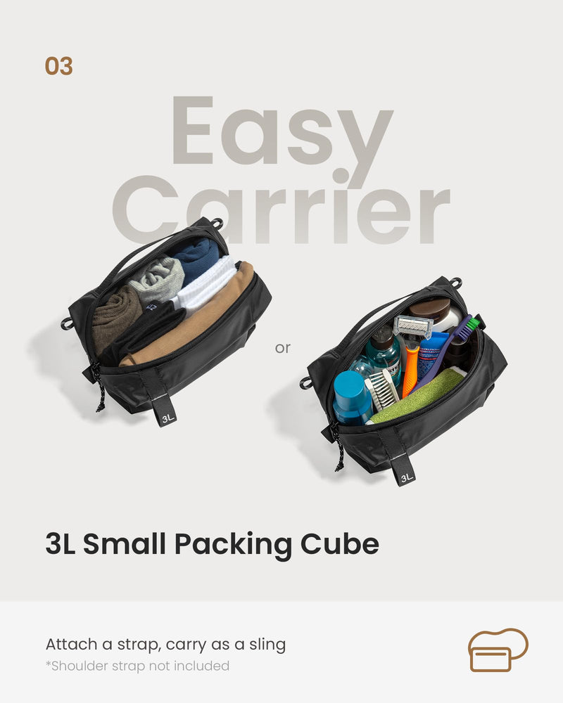 tomtoc 3 Set Packing Cubes for Travel, Compression Expandable Organizers | Odor-resistant Travel Bag Pouch for Backpack & Suitcase, Luggage Organizer Accessories for Travel Essentials Storage Packing Cubes 3 Pack