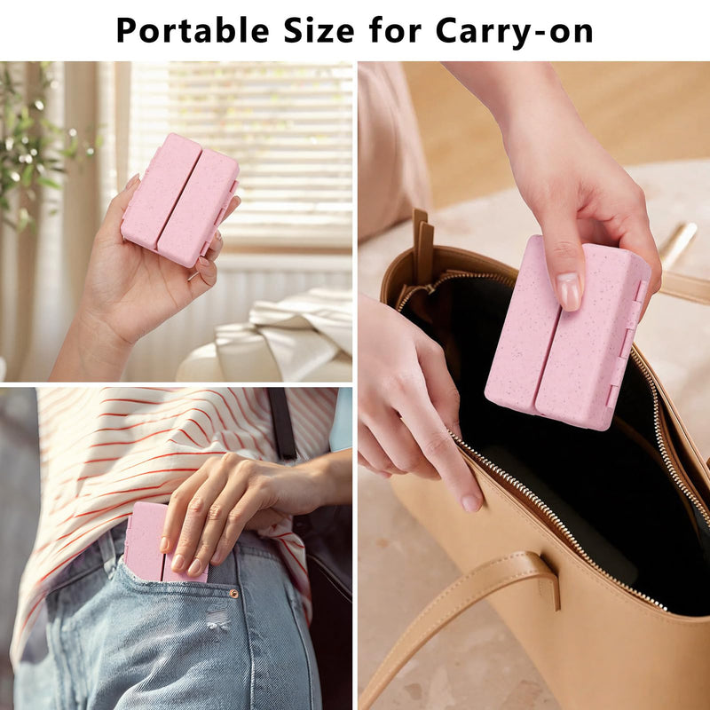 FYY Travel Pill Organizer, 6 Compartments Pill Case with Blank Lables-Pink | Easy to Use, Privacy Protection Medicine Pill Organizer for Medication, Vitamins, Fish Oils,Supplements,Cotton Swabs,Bandages Pink M