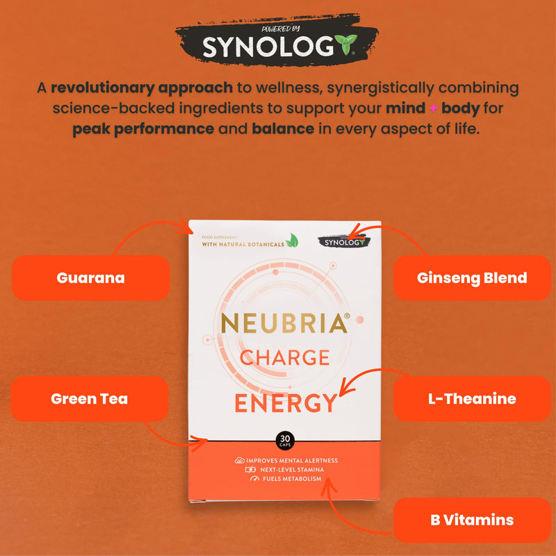 NEUBRIA Charge Energy & Brain Supplement – Nootropics for Adults with Guarana, Ginseng Blend, Green Tea, Vitamins B6, B12 & L-Theanine – Gym & Workout Formula for Women & Men – 30 Capsules Charge - Energy 30 Tablets 30 count (Pack of 1)
