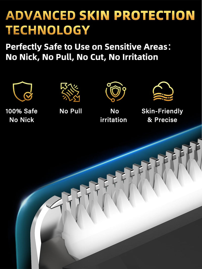 [Australia] - 2-in-1 Body and Nose Hair Trimmer for Men - Safe Portable Electric Razor for Ball Groin with LED Light, IPX7 Professional Electric Shavers for Men Pubic, Underarm, Nose, Ear, Beard, Head 