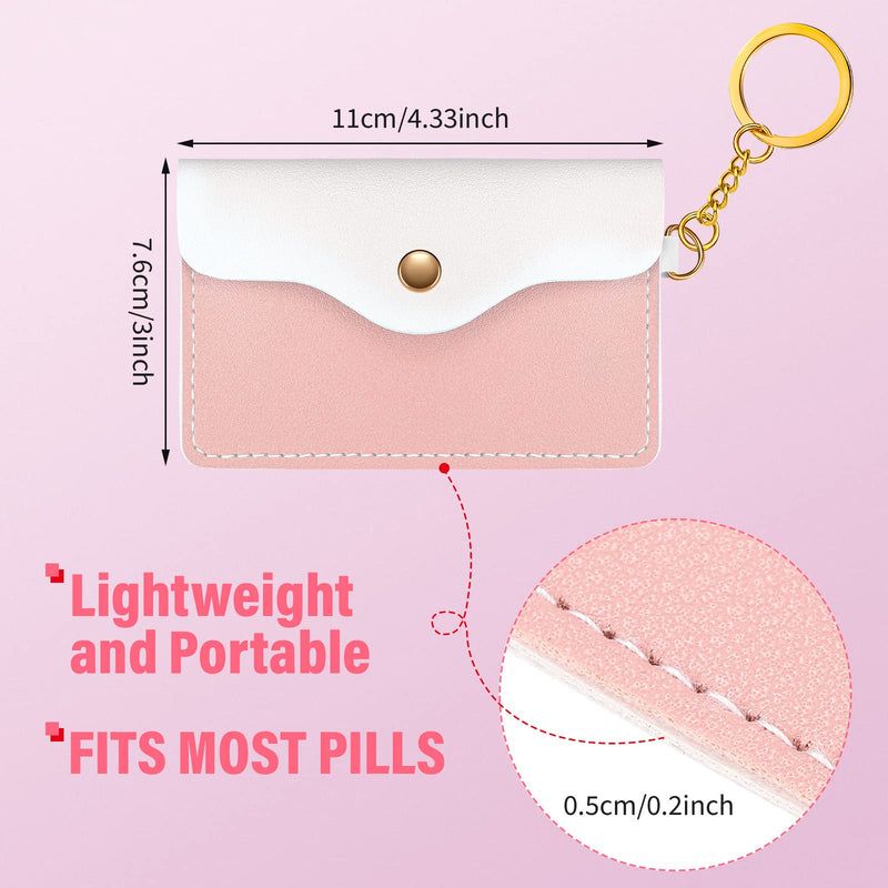 [Australia] - 2 Pack Birth Control Pill Case Sleeve Packet PU Leather Wallet Pill Holder 4.33 x 3 Inch Birth Control Pill Pouch with Key Ring for Pill Card Organizer(Pink, Blue) Pink, Blue 