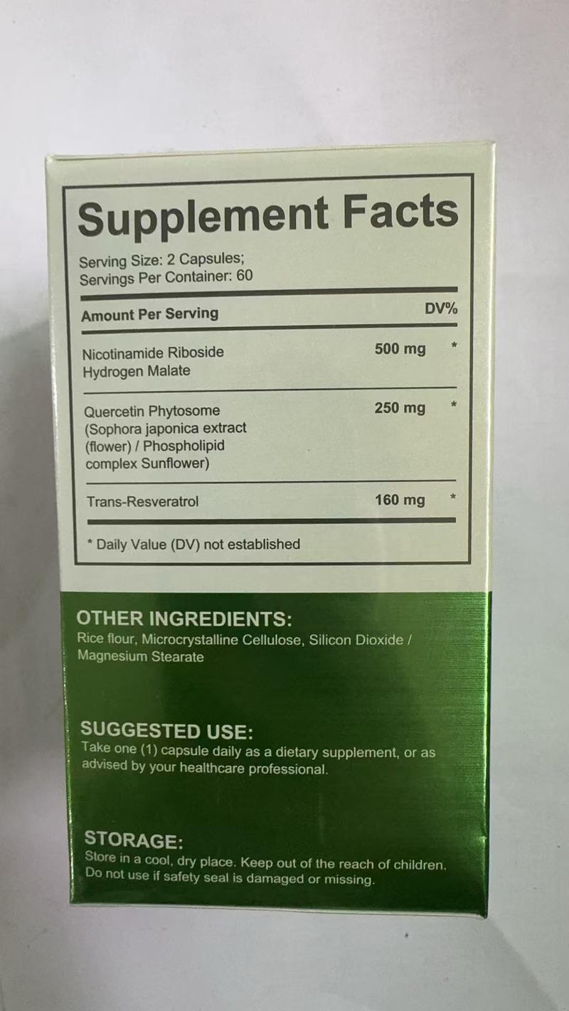 NAD+ Supplements with 910mg Plant-Based Formula NAD Support with Nicotinamide Riboside & Resveratrol, 120 Capsules, Supports Cellular Energy & Daily Wellness