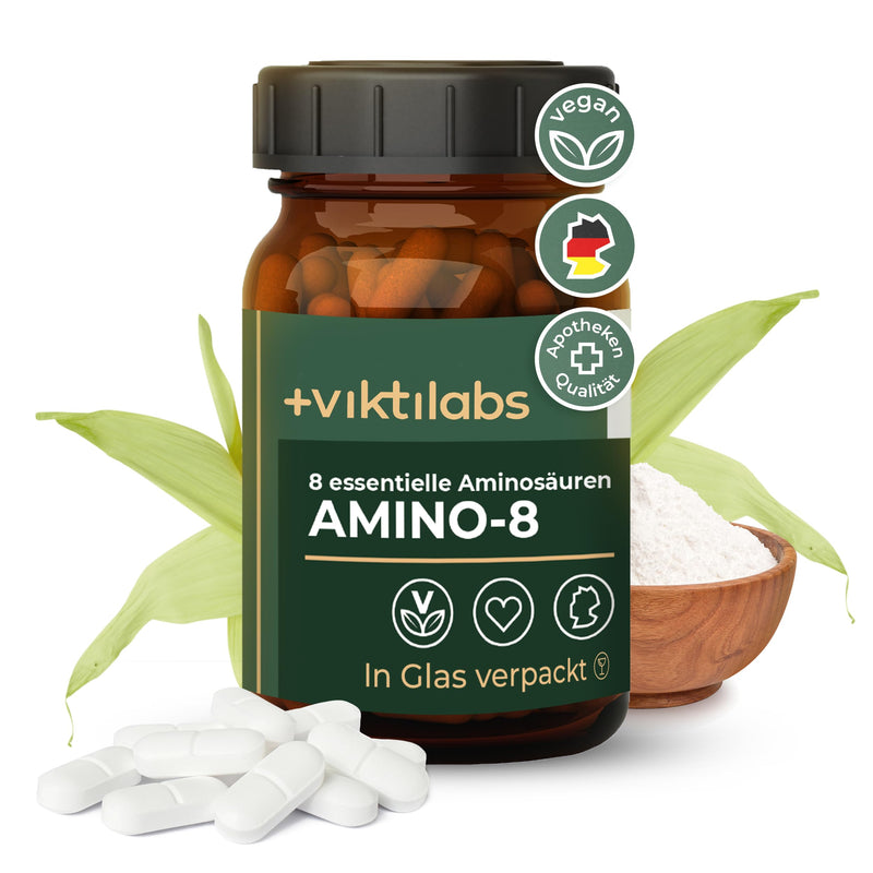 [Australia] - VIKTILABS - AMINO 8 [NEW] | High-dose amino acid complex - 998mg per pellet | EAA Vegan | All 8 essential amino acids (L-Tryptophan, l-Lysine...) | 150 tablets | 100% Natural 150 pieces (pack of 1) 
