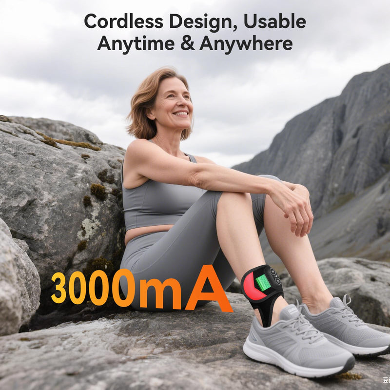 Yabuu Cordless Ankle Brace Heating Massage Pad Relieves Ankle Pain with 3000mAh Battery, Ankle Heated Wrap Pad for Ligament Strain,Achilles Tendonitis,Joint Care, Washable, Thoughtful Gift