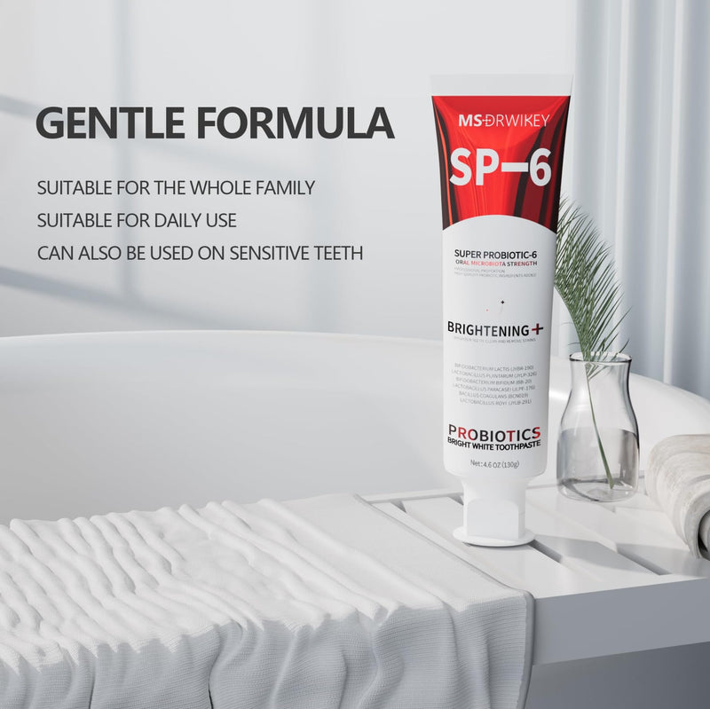 [Australia] - SP-6 Probiotic Whitening Toothpaste - Enhanced Formula with 6 Probiotics for Teeth Whitening and Gum Health - Enamel-Safe, Fluoride-Free, Fresh Mint Flavor, 4.6oz (2) 2 