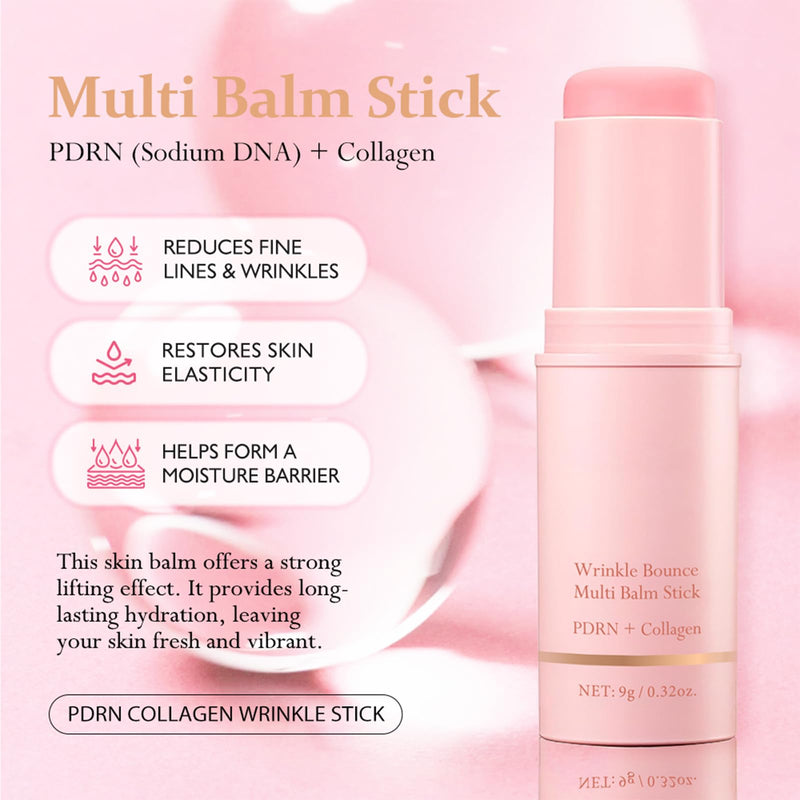 Pure Collagen Wand Stick 2 Pcs, PDRN & Collagen Stick For Face, Wrinkle Filler, Wrinkle Bounce Multi Balm | Firming Serum S-tick For Wrinkles | Portable C-ollagen Face Cream For Face Neck Lips
