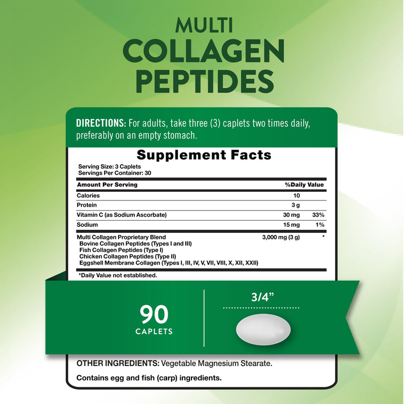 Nature's Truth Collagen Peptide Pills | for Women & Men | 10 Types of Collagen | With Vitamin C | 90 Count | Non-GMO & Gluten Free Supplement