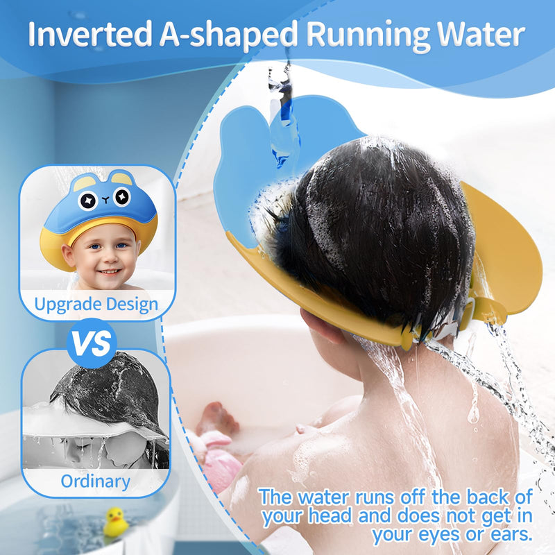 [Australia] - Shower Cap Shield for Kids Baby Shower Cap for 1-10 Years Kids Bath Visor for Toddler Hair Washing Shield Cute Rabbit Shape Makes Baby Bath More Fun Blue 