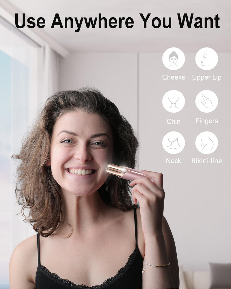 [Australia] - Facial Hair Removal for Women, 360° Floating 2X Powerful Painless Facial Hair Remover, Lipstick-Sized, USB Rechargeable, Face Razors Shaver for Women Upper Lip,Chin,Peach Fuzz,Mustache (Pink) Pink 