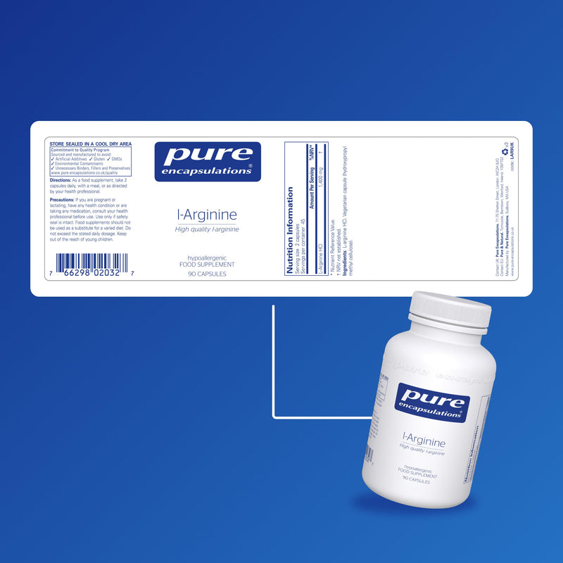 Pure Encapsulations L-Arginine - Hypoallergenic Supplement with Amino Acids - High-dose L-Arginine - 90 Capsules
