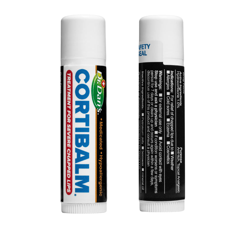 Dr. Dan's Cortibalm Hydrating Lip Balm with 1% Hydrocortisone for Dry Lips | Healing Lip Balm with Beeswax & Vitamin E, Lip Repair for Severely Chapped Lips, Dry Lips Repair, Moisturizing Hydrating 0.14 Ounce (Pack of 2)