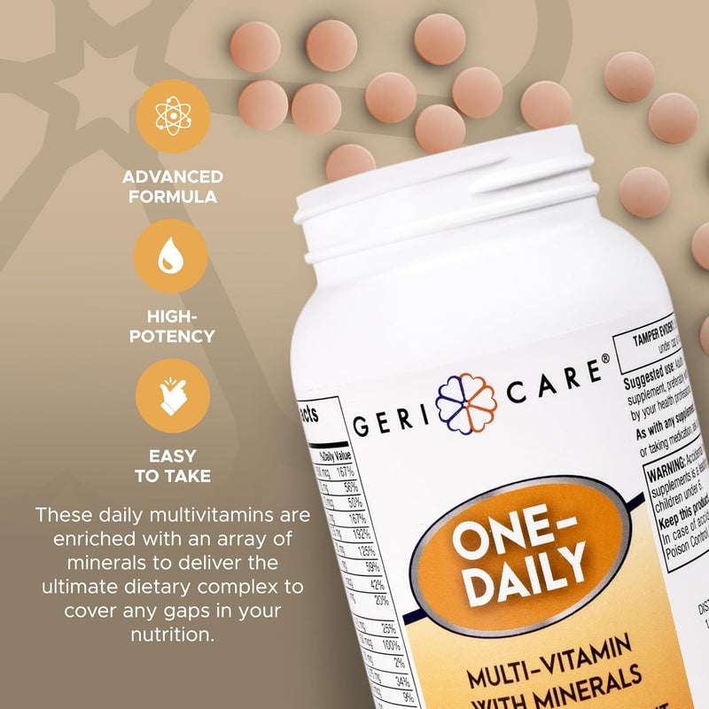 GeriCare One-Daily Multivitamins with Minerals for Men & Women (1000 Tablets) High-Potency Multi-Vitamin & Multimineral Dietary Supplement for Immunity, Energy| Complete Daily Nutritional Support 1000 Count (Pack of 1)