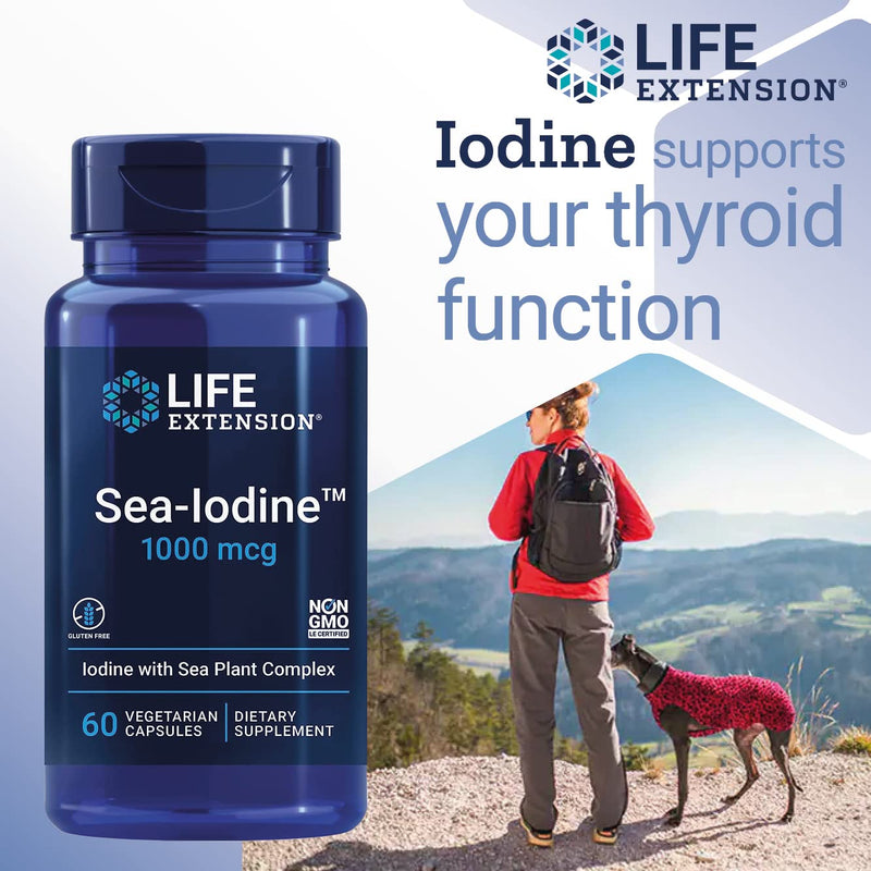 Life Extension, Sea Iodine, 1000mcg, Depot, High Dosed Iodine, 60 Vegan Capsules, Gluten Free, Vegetarian, SOYA Free, GMO Free 60 count (Pack of 1)