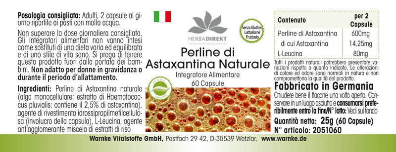 [Australia] - Astaxanthin Beadlets - with 14.25 mg Astaxanthin per daily dose - 60 capsules - made from natural Haematococcus Pluvialis extract - high dosage | HERBADIREKT - German pharmacy quality 
