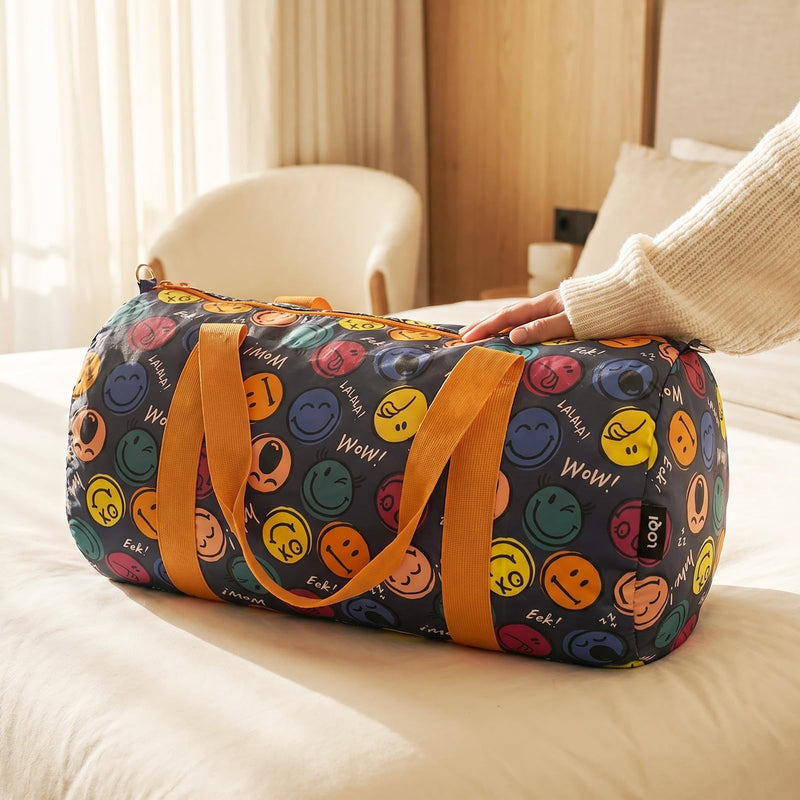 LOQI SMILEY Boys and Girls Recycled Weekender, Duffle Bag, Travel Carry-On Bag, Overnight Bag