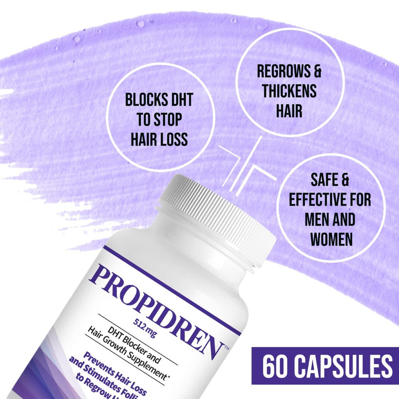 Propidren DHT Blocker & Hair Growth Pills To Stop Hair Loss and Regrow Hair | Hair Vitamins for Men & Women, Regrowth, DHT Blocking, Thinning Hair, Excessive Shedding, Scalp Support, 30 Day Supply