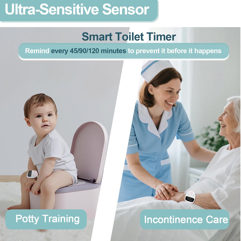 [Australia] - Wireless Bedwetting Alarm for Kids and Adults, Vibration Sound Volume Adjustable, Rechargeable Wireless Enuresis Alarm Wristband Featuring an LCD Timer and 3 Modes, Includes Progress Card and Stickers 