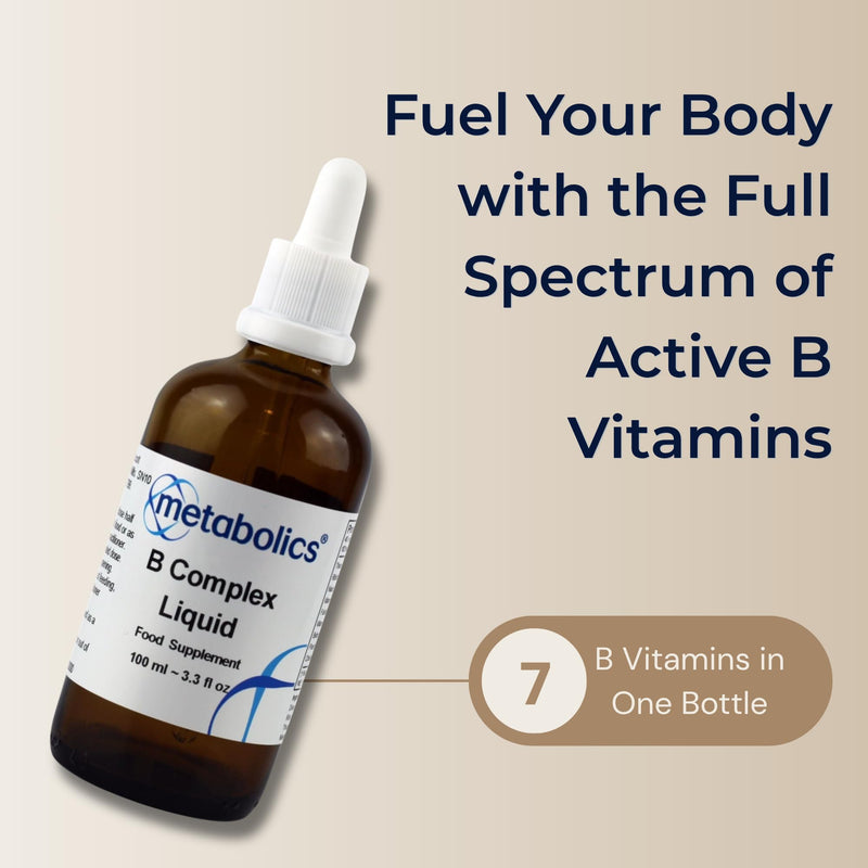 Vitamin B Complex Liquid Drops — Contains Vitamin B12 Methylcobalamin & Adenosylcobalamin + B1, B2, B3, B5, B6, B7, Choline Folate & Biotin | All from Bio-Available Forms — Additive Free 100 ml (Pack of 1) Adults