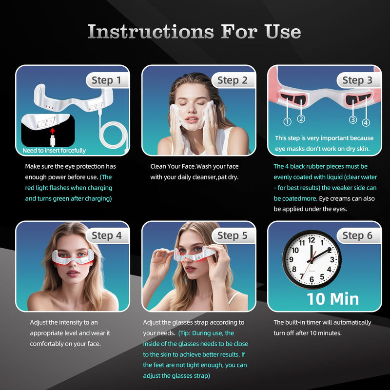 [Australia] - Under Eye Red Light Therapy Device, facial red light therapy for reducing dark circles and puffiness, smoothing fine lines, eye massager with glasses strap 