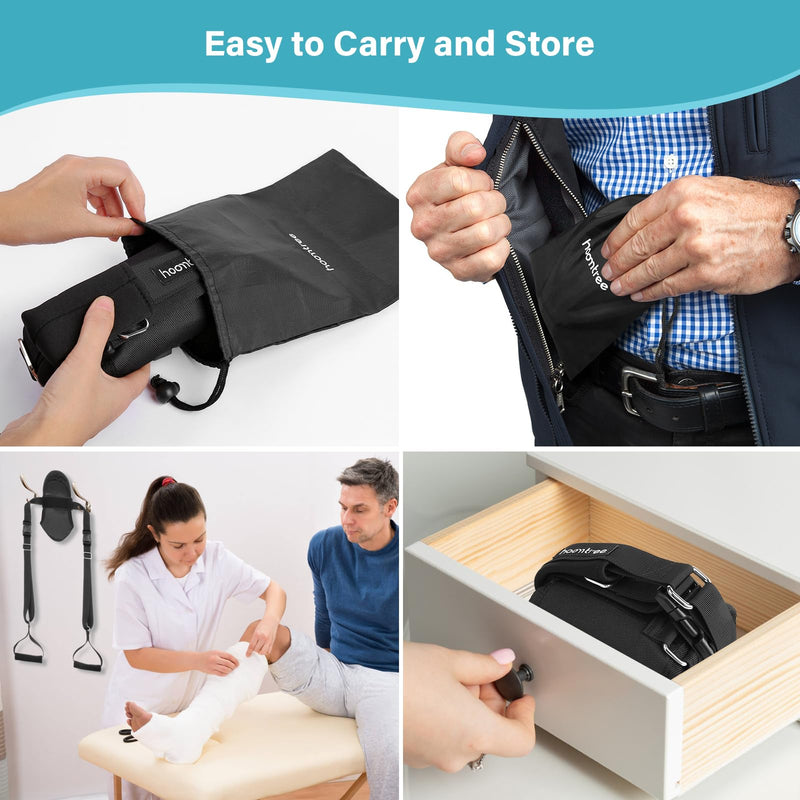 [Australia] - Knee Replacement Recovery Aids,Knee Surgery Recovery Equipment with Padded Handle and Foot Sleeve,Heel Slides Physical Therapy Equipment Speed Hip Recovery,Increase Range of Motion and Relieve Pain Black 