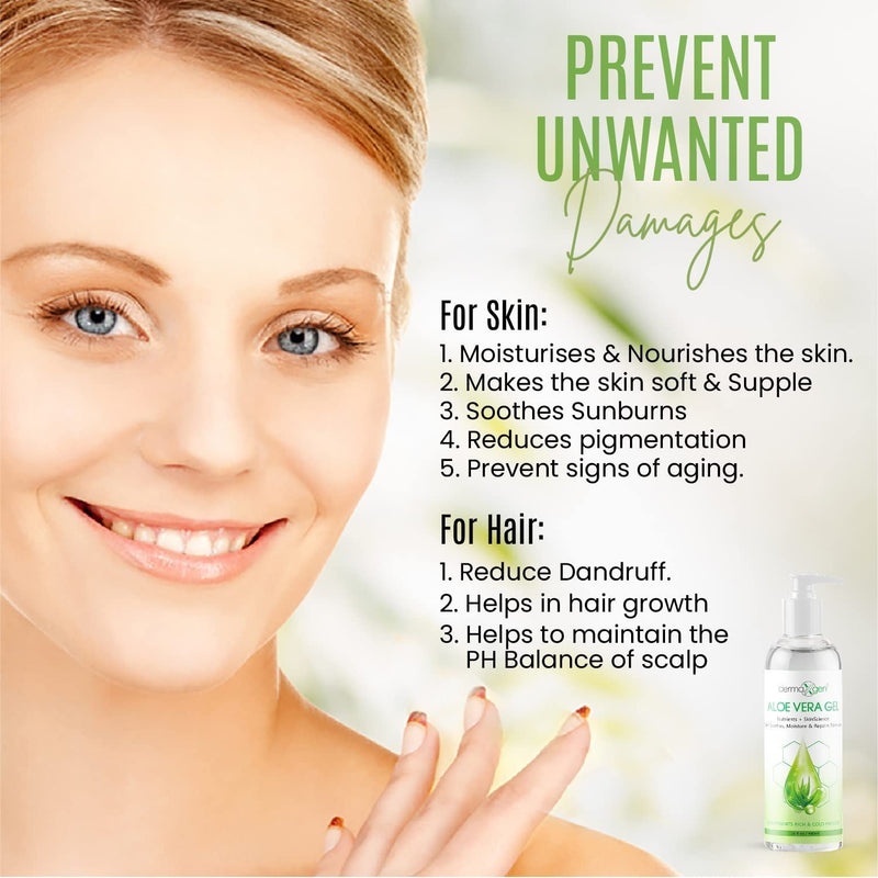 Aloe Vera Gel - Organic 100% Pure Aloe + Witch Hazel + Vitamin C + Vitamin E - Skin Soothes, Moisture And Repair Formula, Nutrients Rich And Cold Pressed - 16 Fl Oz
