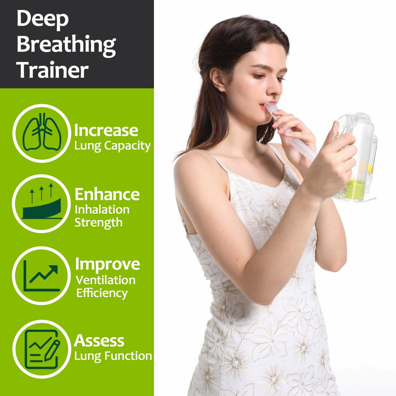[Australia] - Incentive Spirometer Adult, Breathing Exercise Device for Lungs, 5000ml Capacity, Made with Medical-Grade Shatterproof PC Material, Easy-to-Read Scale, Airflow Indicator for Controlled Breathing 