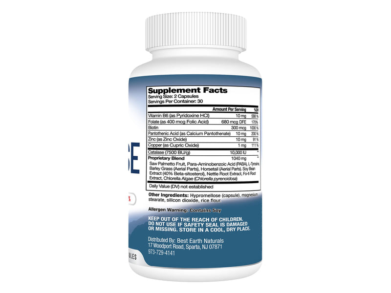 Best Earth Naturals Catalase Supplement 10,000 with Saw Palmetto, Biotin, Fo-Ti, PABA - Hair Supplements for Strong Hair - 180 Capsules - Pack of 3 (90-Day Supply) 3 Months Supply