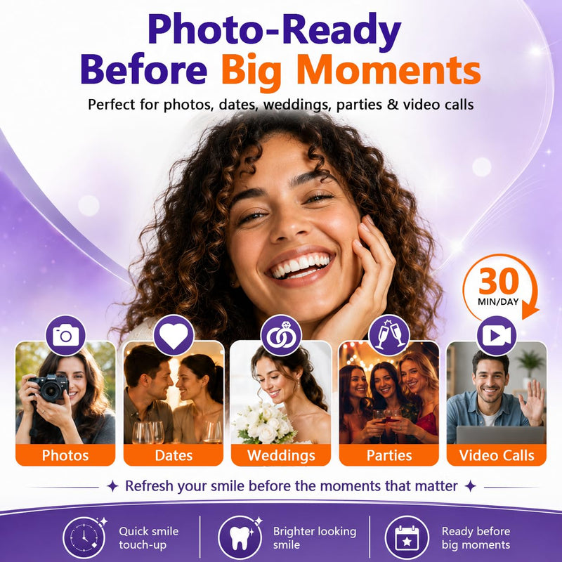 Purple Teeth Whitening Strips, 42 Strips (21 Pairs), Purple Tone Neutralizing Technology for Yellow-Looking Teeth, Pap Formula, Low Sensitivity, 21-Day Whitening Treatment Mint