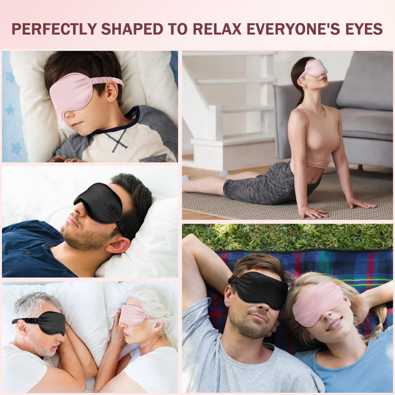 [Australia] - Sleep Mask 2 Pack, Soft Blackout Eye Mask for Women Men, Eye Sleep Shade Cover for Back and Side Sleeper, Sleeping Mask Night Blindfold for Night Sleep, Travel, Nap (Pink, Black) 