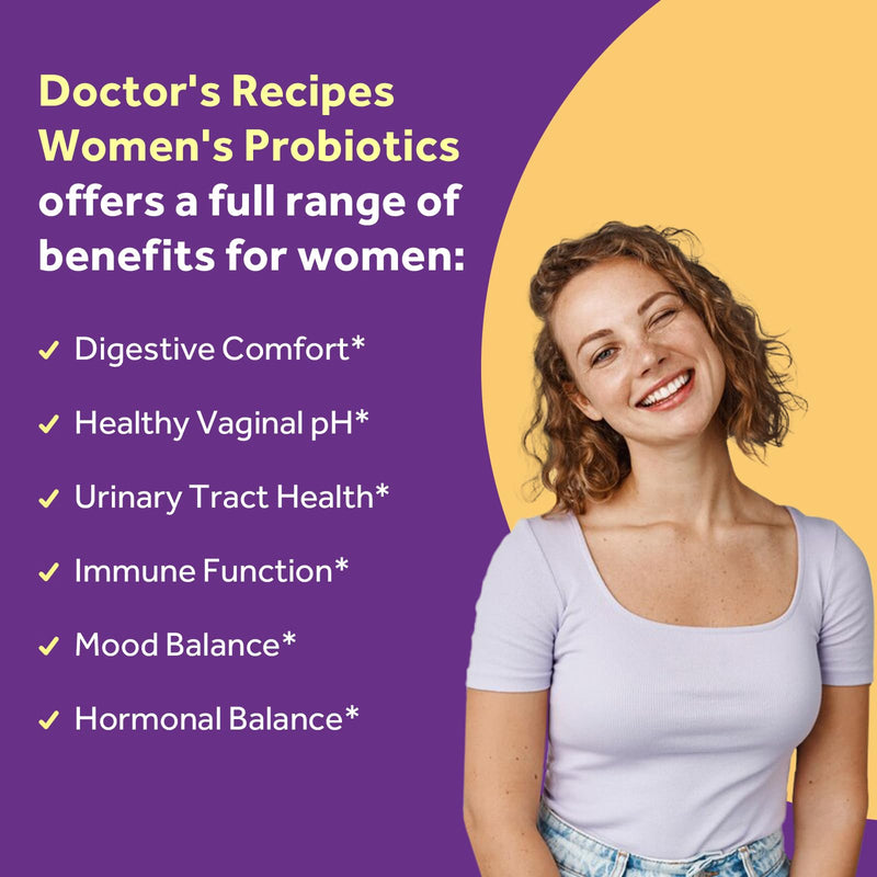 Doctor's Recipes Women's Health Bundle: Probiotics 100 Billion CFU + Inositol 2050mg, Complete Support for Digestive, Vaginal, Hormonal Balance & Fertility, 90 Vegan Caps Total