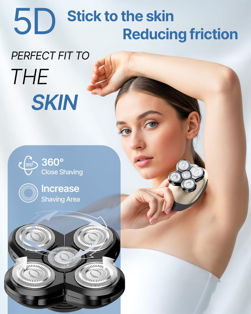 [Australia] - Electric Razors for Women, 5-in-1 Rechargeable Body Shaver - Waterproof Wet Dry Hair Remover - Trimmer for Lady Face Underarms Legs Gray 