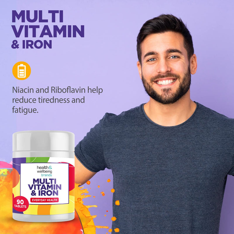 Multivitamin & Iron (180) 2 x 90 Easy to Swallow Tablets (180) with Vitamins A,B,D,C,E and Minerals, One a Day, Support for Immune System,